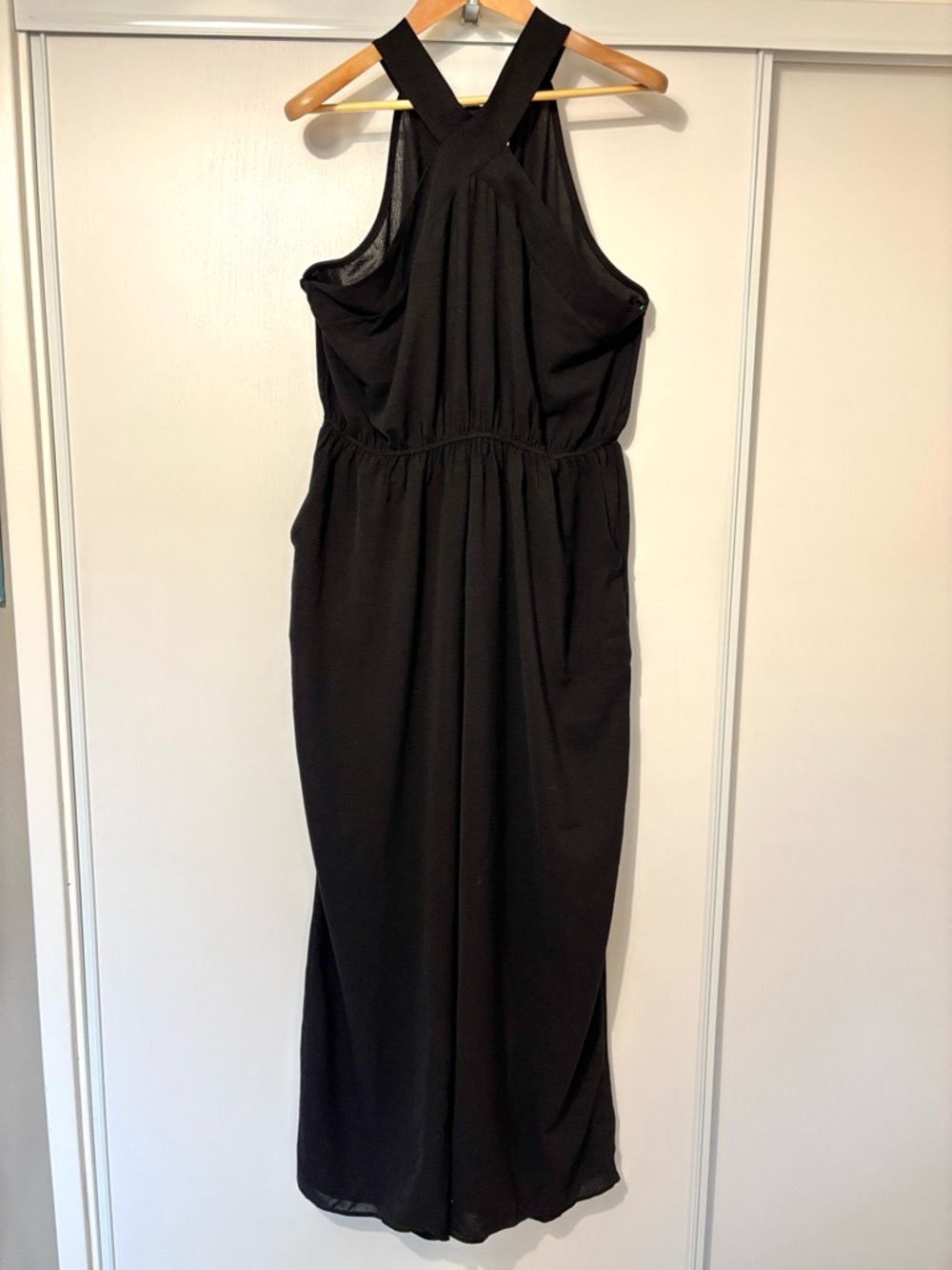 Black Women's Sleeveless Jumpsuit with Crossback Straps
